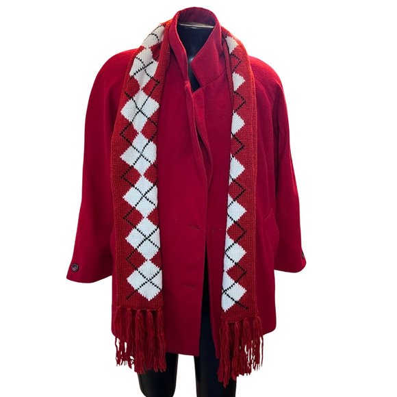 Casual Red Peacoat Size 10, MADE IN UKRAINE, 100% WOOL - Picture 1 of 10
